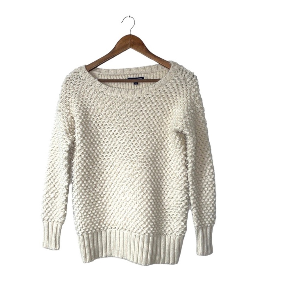 American Eagle AEO Wool Alpaca Cream Bobble Sweater Comfy Fall Winter Cozy XS